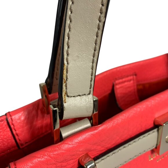 KATE SPADE Leo Houston Street Two Tone Pebble Leather Satchel Handbag - Picture 12 of 13